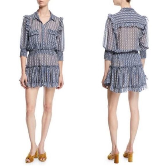 Misa Los AngelesLillian Printed Ruffle Mini‎ Shirtdress Women Size XS - Picture 3 of 12